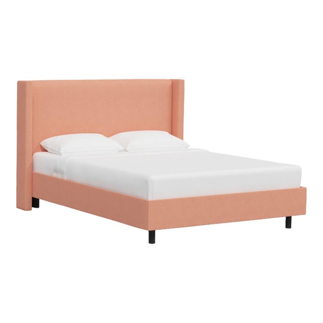 Logan California King Platform Bed in Linen Apricot For Sale