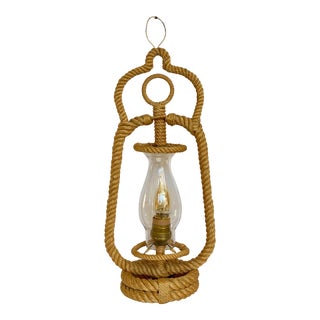 1950s Audox Minet French Lantern Rope Table Lamp For Sale