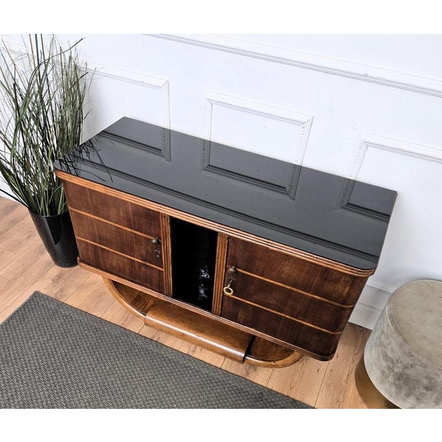 Black Mid-Century Art Deco Italian Walnut Burl and Mirror Mosaic Dry Bar Cabinet from Paolo Buffa, 1940s For Sale - Image 8 of 11