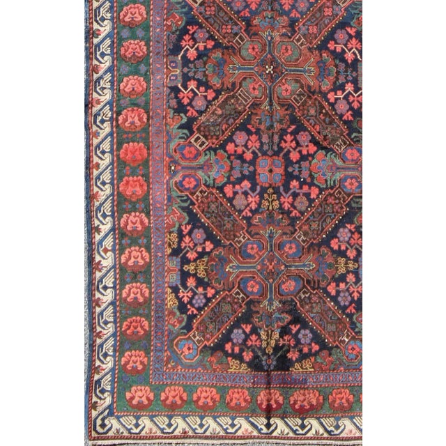 Late 19th Century Antique Caucasian Seychour Rug in Blue Green Brown & Multi Colors For Sale - Image 4 of 9
