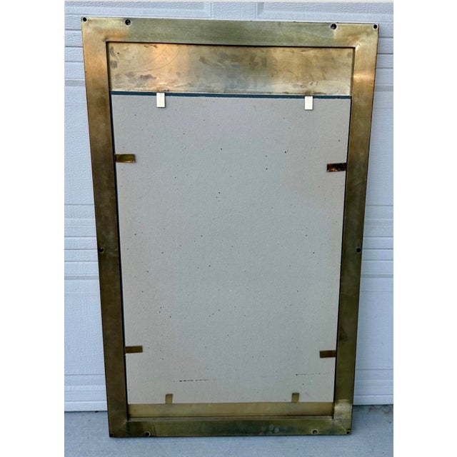 LaBarge Italian Chinoiserie Hand-Painted Brass Bamboo Framed Mirror, 1970s For Sale - Image 12 of 12