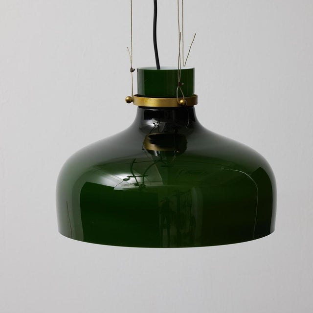 Antique French Green Glass Hanging Lamp For Sale - Image 3 of 15
