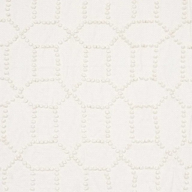 Sample- Schumacher Vento Embroidery Fabric in Ivory For Sale