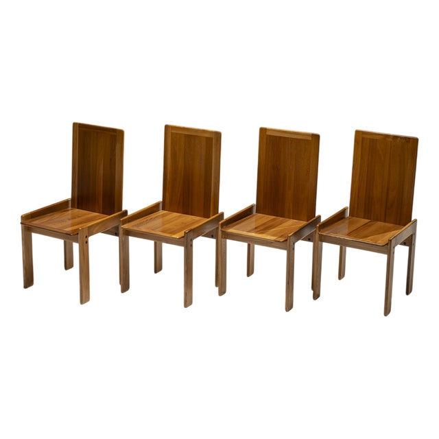 Elm Dining Chairs from Romanutti, Italy, 1970s, Set of 4 For Sale