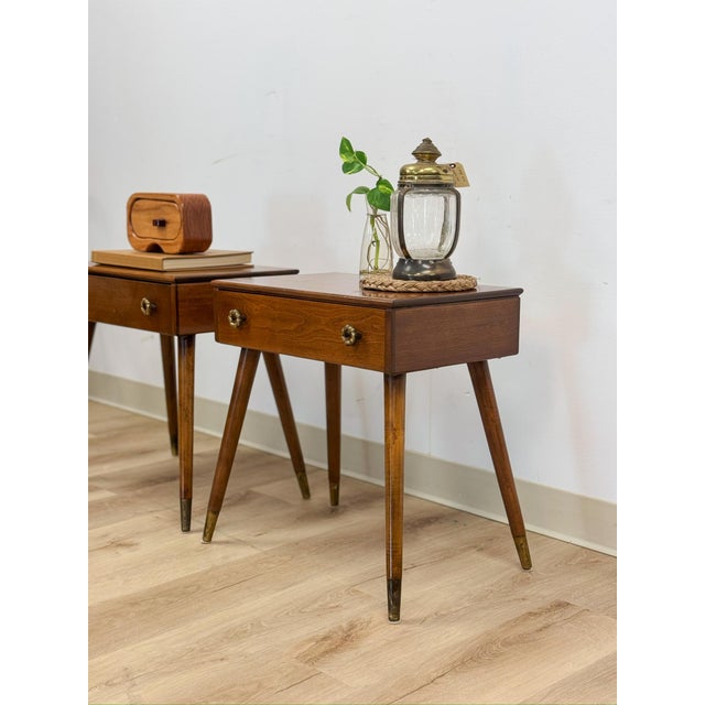 Pair of Vintage Atomic Nightstands Retro Bedside Tables MCM End Tables For Sale - Image 12 of 17