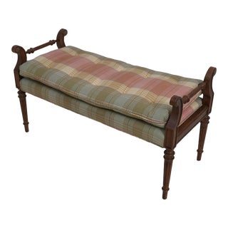 Regency Style Tufted Upholstered Window Bench For Sale
