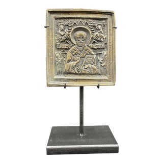 19th Century Russian Orthodox Icon of St. Nicholas For Sale