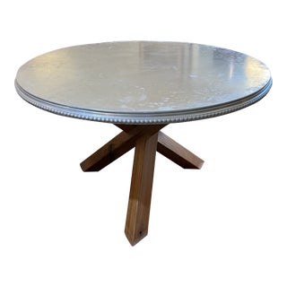 Estate Round Pewter Top Dining Table For Sale