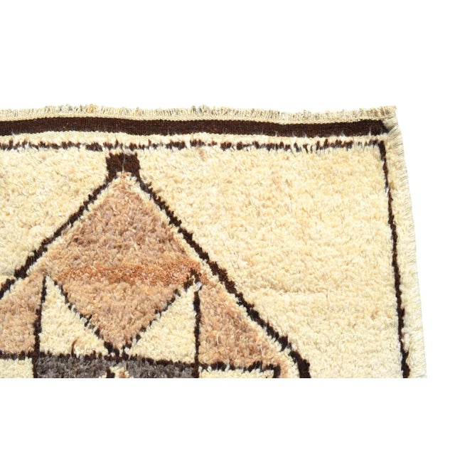 Hand-Knotted Kurdish Runner Rug . Boucherouite Style Wide Runner Rug Herki - No Dyes - 3′3″ × 12′8″ For Sale - Image 12 of 12