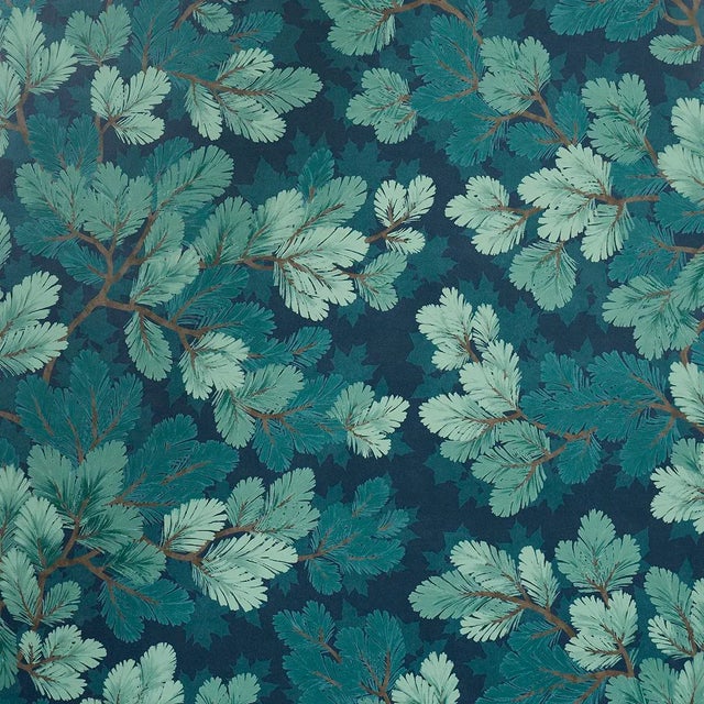 SAMPLE - Schumacher Covey Hedge Wallpaper In Midnight For Sale