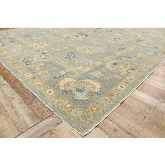 Soft Earth-Tone Turkish Oushak Rug, 09'08 X 12'10 For Sale In Dallas - Image 6 of 9