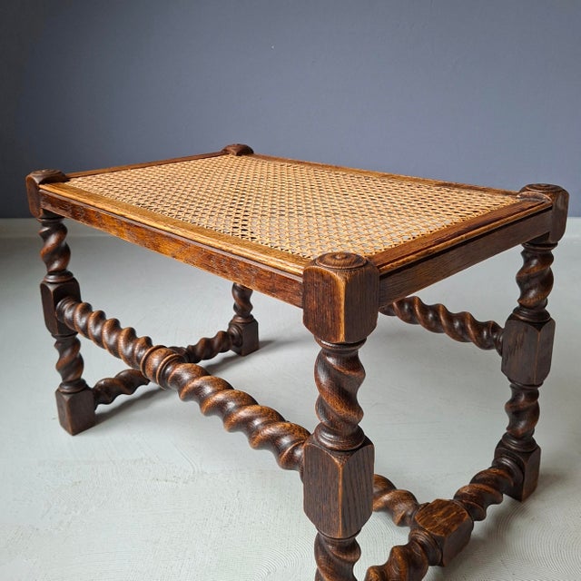 1930s Wood and Rattan Ottoman, 1930s For Sale - Image 5 of 7
