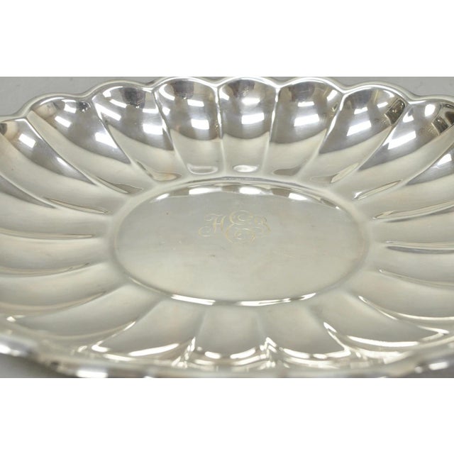 Metal Vintage Reed & Barton "Holiday" Scalloped Oval Serving Platter Tray W/ Monogram For Sale - Image 7 of 12