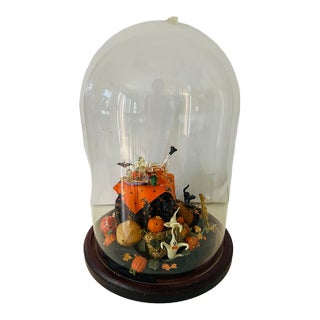Vintage Halloween Miniature Installation in Glass Dome by Artist Helen Balerio For Sale