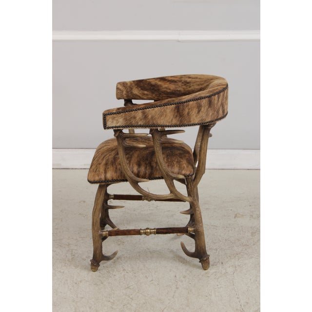 Traditional Theodore Alexander Antler Chair W. Animal Hide For Sale - Image 3 of 15