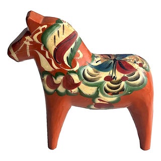 Vintage Swedish Folk Art Wood Dalah Horse For Sale