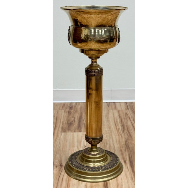 Mid 20th Century Vintage Brass Bottle Chiller on Stand For Sale - Image 5 of 9