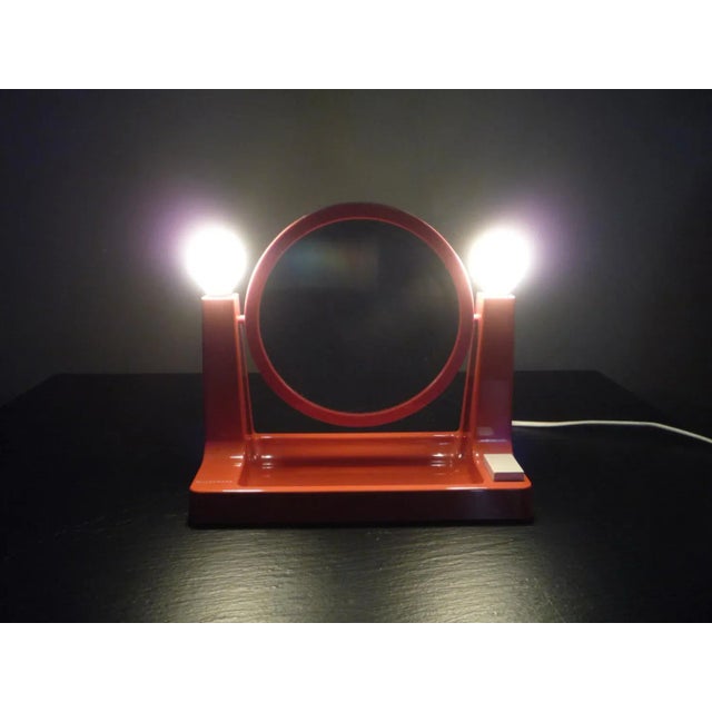 Mid-Century Modern Space Age Orange Plastic Makeup Mirror with Lighting by Neckermann, 1970s For Sale - Image 3 of 9
