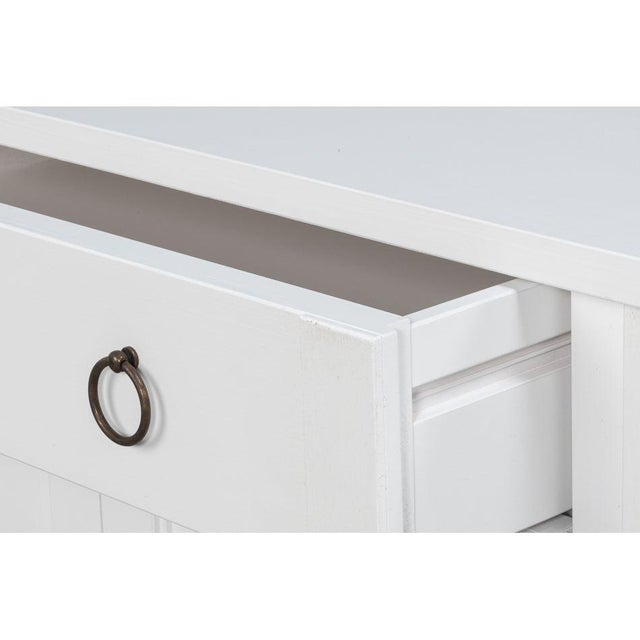 Cottage White Media Buffet in Solid Pine with Ring Pulls For Sale - Image 4 of 8