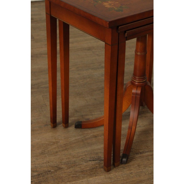 Brown 1930's Imperial Furniture Edwardian Set of Three Satinwood Nesting Tables For Sale - Image 8 of 12