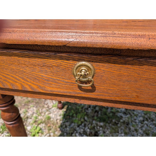Antique Railroad Depot Desk With Spindle Gallery Cherry and Ash Wood 1900s For Sale In Cleveland - Image 6 of 17