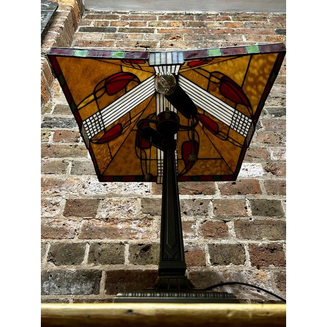 Stained Glass Lamp in the style of Tiffany, 1900s For Sale - Image 13 of 15