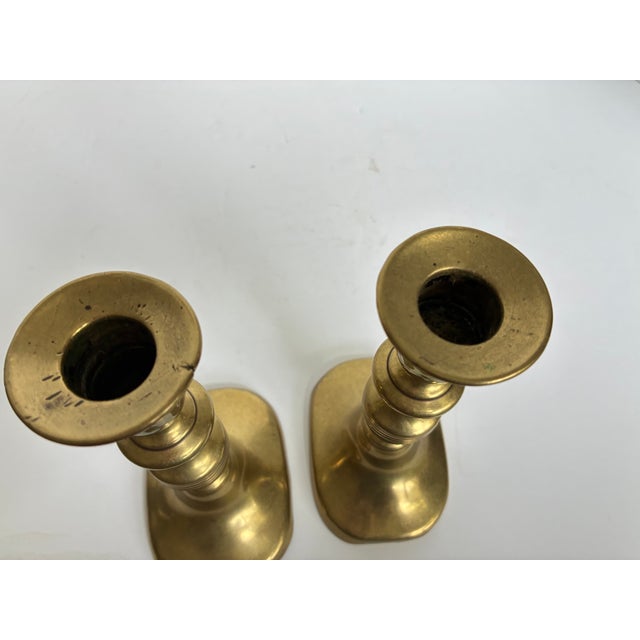 Antique Victorian Brass Beehive Candlestick Holders | a Pair For Sale - Image 10 of 11