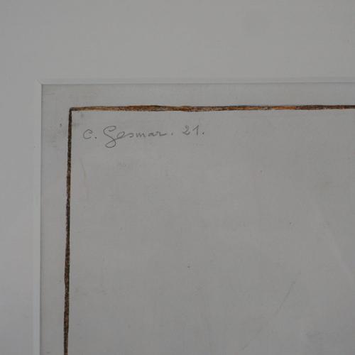 Charles Gesmar, Portrait of Jane Marnac, Gouache, Ink and Watercolour on Paper For Sale - Image 3 of 5