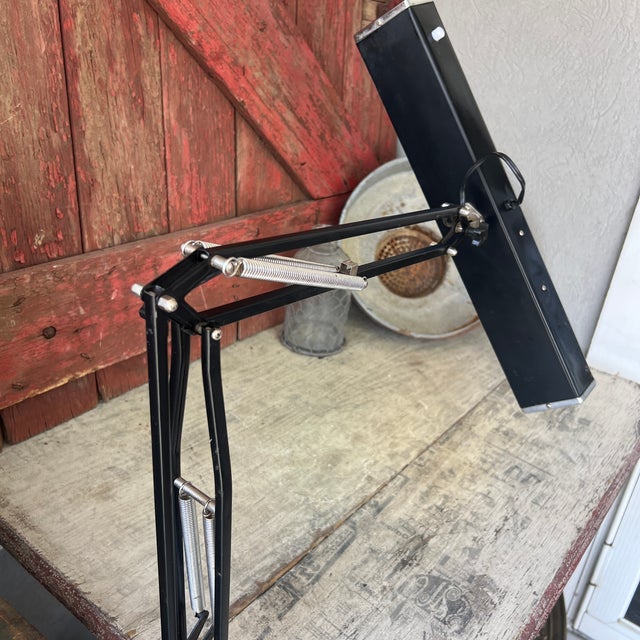 Industrial Vintage Articulating Desk Lamp With Black Metal Frame & Fluorescent Light For Sale - Image 3 of 15