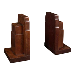 1930s Vintage English Walnut Pair of Decorative Bookends