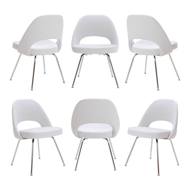 Saarinen Executive Armless Chairs in Dove Luxe Suede - Set ...
