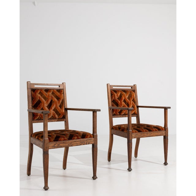 19th Century France Art Deco Burnt Orange Wood Armchair For Sale - Image 4 of 10
