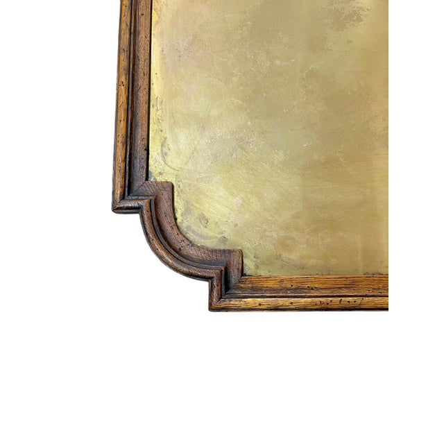 Brass Large Size Vintage Brass and Wood Spanish Tray For Sale - Image 8 of 9