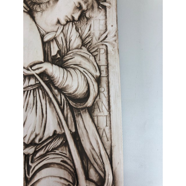 Vintage Neoclassical Italian sculptural wall plaque in relief. Attached hardware on back for hanging. Dims: 16.25" H x...