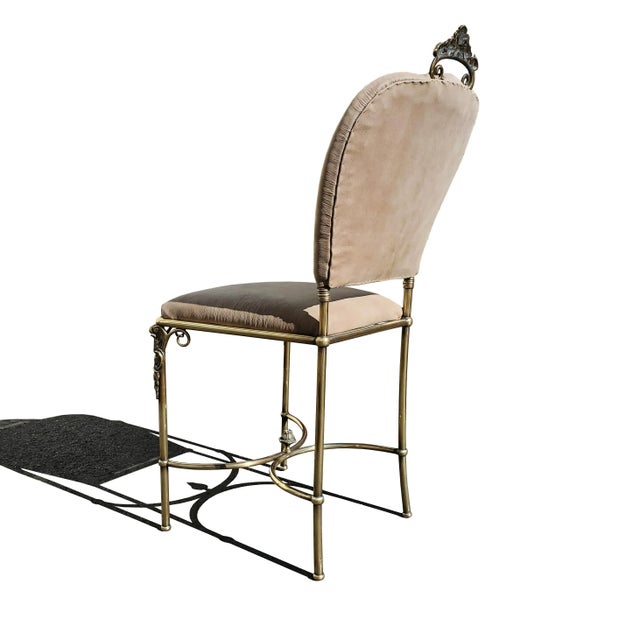 Neoclassical An Italian Neoclassical Brass Single Side Chair - Vanity Chair For Sale - Image 3 of 8