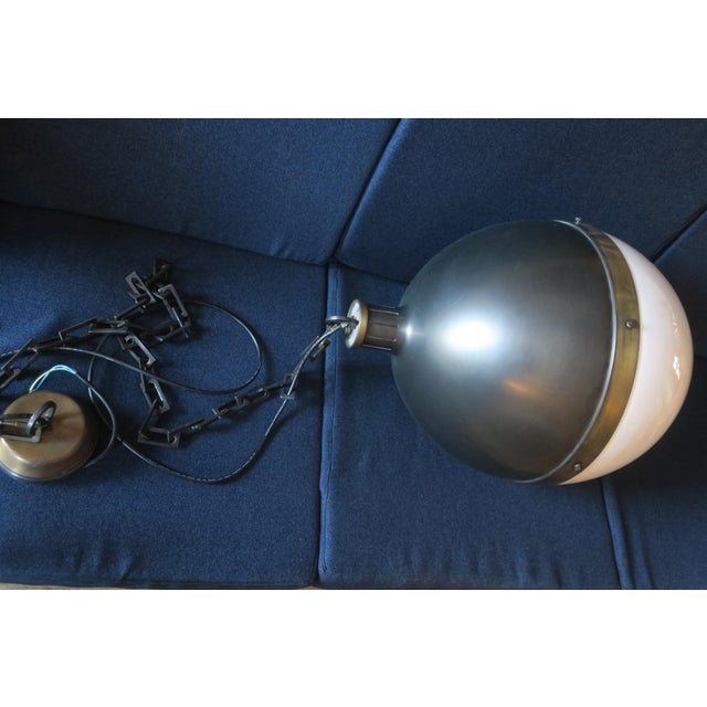 Large Hicks Pendant Light in Bronze and Glass from Thomas Obrien For Sale - Image 6 of 13