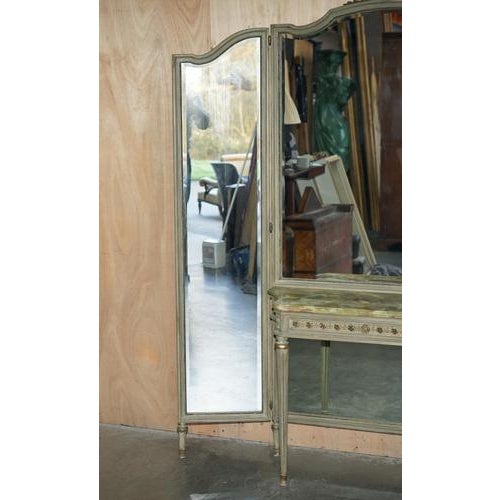 Antique Louis XVI French Dressing Room Console Table and Full Length Mirror, 1920s For Sale - Image 9 of 15