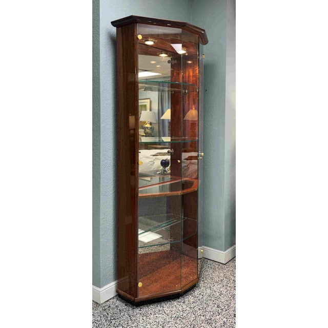 Brown Henredon Lacquered Mahogany Bunching Curio Display Cabinets, a Pair For Sale - Image 8 of 18