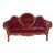 Antique Victorian Carved Walnut Triple Back Cranberry Velvet Settee For Sale
