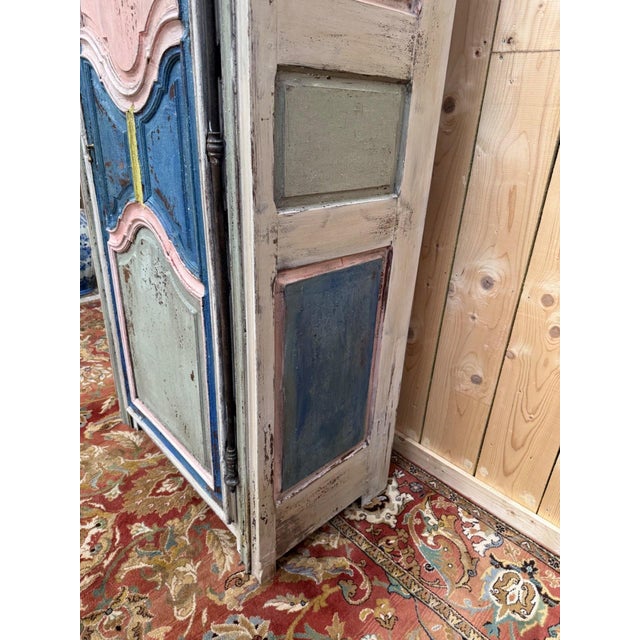 Wood Single-Door Wardrobe in Polychrome Oak For Sale - Image 7 of 9
