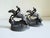 A handsome pair of vintage horse-and-rider bookends, manufactured by the Hubley Manufacturing Company in the mid-1920s....