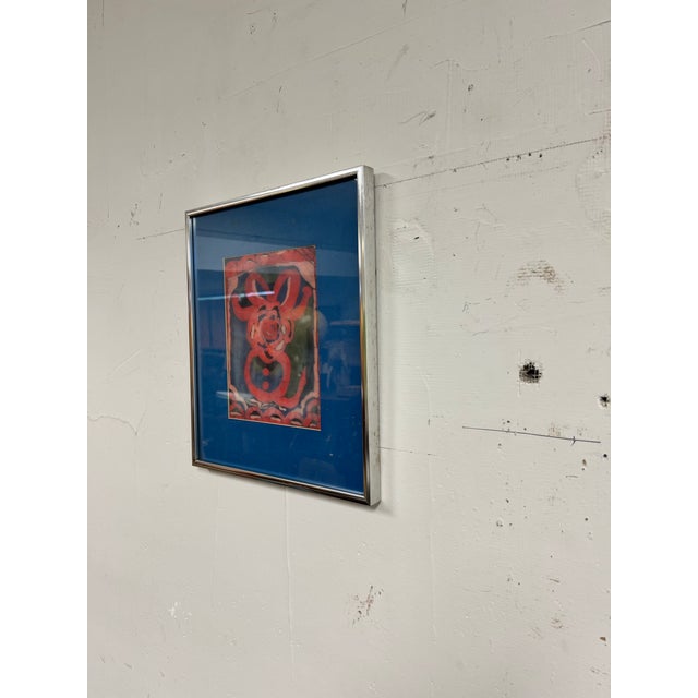 Mid-Century Modern Mid Century Batik Painting Red Bow Marion Knudsen For Sale - Image 3 of 5