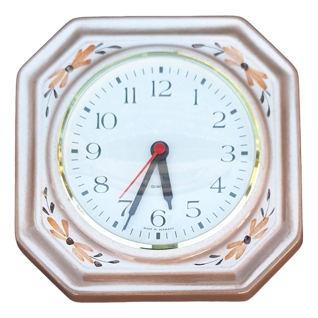 Vintage German Wall Clock with Beige-Brown Ceramic Case from Kienzle, 1995 For Sale