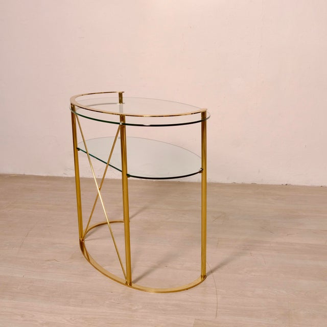 Vintage Italian Brass and Glass Console Table, 1970s For Sale - Image 9 of 18