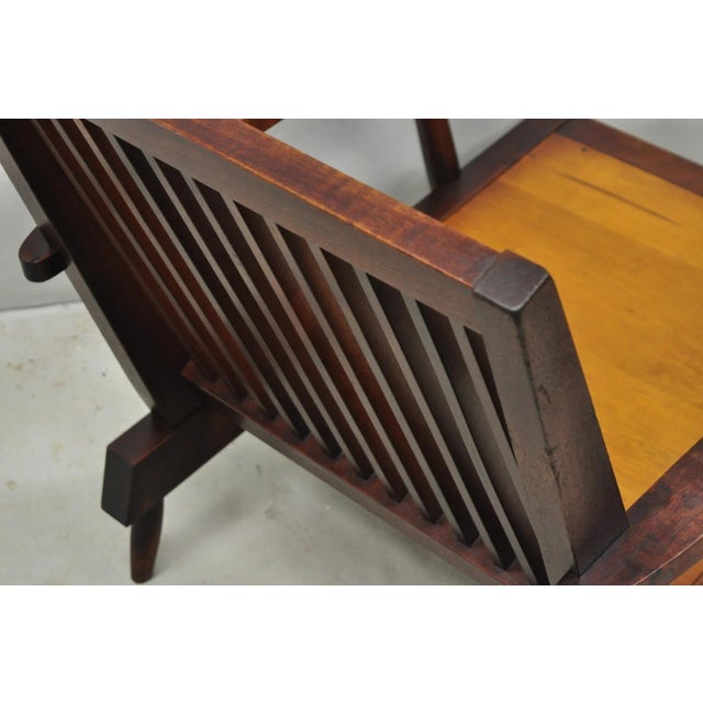 Vintage George Nakashima Spindle Back Black Walnut "Cushion" Lounge Arm Chair For Sale - Image 14 of 18