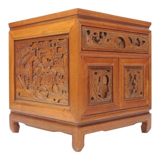 Late 20th Century Japanese Hand Carved Nightstand For Sale