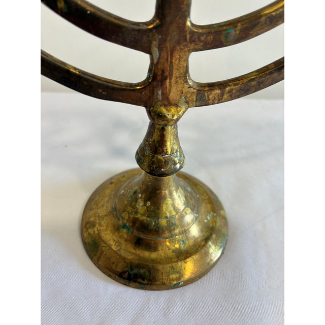 Vintage Brass Hanukkah Menorah With Nine Candle Holders For Sale - Image 15 of 15