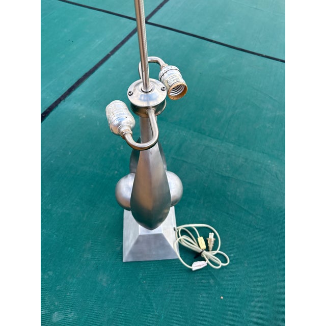 Original Akio Makigawa Style Post Modern Cast Aluminum Abstract Space Age Table Lamp For Sale - Image 9 of 12