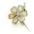 Vintage Italian 18k White Gold Mother-of-Pearl Diamond Flower Brooch, 1970s For Sale - Image 4 of 16