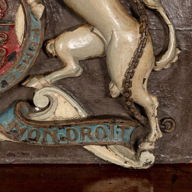 19th Century Victorian Carved Wood & Painted Royal Warrant, 1830s For Sale - Image 15 of 18